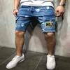 Calça jeans masculina de verão, shorts da moda, rasgada, bordada, alta qualidade, varejo, jeans inteiro, jean216r