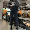 Calças de brim femininas mulher preto primavera verão vintage cintura alta perna larga denim calça longa moda harajuku streetwear reto