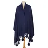 Scarves Autumn Winter Imitation Rabbit Hair Ball Scarf Warm Knitting Women Shawl Female Poncho Lady Capes Navy Cloaks 230915