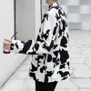 Autumn Men Vintage Black White Print Casual Suit Blazers Coat Man Streetwear Hip Hop Cow Printed Loose Overcoat Men's Suits 2620