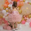 Meisjesjurken Mooie roze babybloemjurk Eerste verjaardag Prinses Puffy Vier feest Kinderkleding voor Poshoots