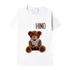 Herren T-Shirt Mode reine Baumwolle Rundhals Europäische und amerikanische Mode Briefstickerei Braunbär Sommer Lässige Damen 184O