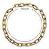 Thick Flat Rounded Rectangle Gold-color Link Chain Necklace Men Women Stainless Steel Fashion Jewelry 1 Piece1276b