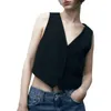 Kvinnors västar Kvinnor Single Breasted Top Solid Color Ladies V Neck Vest Spicy Girl Style Casual Elegant Slim Fit Holidays Outfit