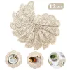 Table Mats Doilies 12Pcs 8 Inch Crochet Round Lace Doily Handmade Teal Small Dining Set For 4 Circle