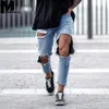 Moomphya 2019 nouveau en détresse gros trous jean moulant hommes Streetwear Hip Hop hommes déchiré jean Denim pantalon élégant hommes Blue254J