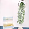 Flores decorativas 3 uds plantas de eucalipto colgantes artificiales planta falsa vegetación en maceta para la decoración de la boda de la pared del hogar