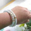 Charmarmband 3pc/set personlig chunky heishi polymer lera staplande pärlstav mamma armband armband set gåva till hennes smycken
