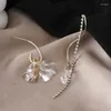Серьги-гвоздики модные асимметричные прозрачные кристаллы для женщин золотого цвета модные ювелирные изделия вечерние аксессуары для ушей
