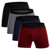 Cueca boxer longa masculina, cueca boxer de algodão colorida respirável 242h