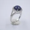 Bagues de cluster Solide S925 Sterling Silver Femmes Bague Lapis Lazuli Parfait Rond 14mmW US6-9