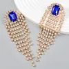 Dangle Earrings Multicolor Rhinestone Square Stone Long Tassel Geometric Banquet For Women Crystal Charm Big Drop Giftt