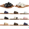 LFabric Sandalias de lona Zapatillas de mujer Sandalias de moda Mulas Diapositivas planas Zapatos Bronceado claro Beige Blanco Negro Zapato rosa Diseñador de lujo Zapatilla deslizante al aire libre