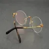 Unisexe Vintage Business Design ovale Rimless Alliage Optical Eyeglass Frame Sier Gold Brand Myopia Hyperopia Goggle Eyewear265k Édition originale