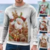 Etnische kleding Heren hoodie met volledige ritssluiting Heren Dames Winter Kerst Top Blouse Warme stijlvolle print Lange lichtgewicht mouw