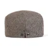 BERETS Vinter tjock Sboy Cap Men Vintage Herringbone Women Casual Stripe Gatsby Flat Hat Peaked Justerbar 230915