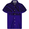 Männer Casual Hemden HYCOOL Tonga Tattoo Print Marineblau Vintage Kurzarm Männer Hemd Button Up Oversize Hawaiian Strand Cust2661