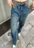 Womens Jeans Jeans pour femmes taille moyenne découpée lavage extensible bleu clair dos pantalon en denim creux femmes mode streetwear sexy fermeture éclair