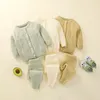 Ensembles de vêtements ensemble tricoté enfant bébé séparé printemps et automne filles pull couleur unie col rond cardigan 230915