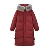 Women's Long Puffer Jacket Plus Size Down Jackets Parkas Winter Coats With Hood Thicken Warm Outwear Pockets