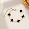 Designer New Single Sided Four Leaf Grass 18k gold Colorless Women's Bracelet Light Luxury Small Size Five Flower Handicraft