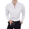 Chemise à manches longues pour hommes, noir, rouge et blanc, Design Slim, taille asiatique S-5XL, col montant, shirts310z