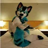 2018 High quality Blue Long Fur Husky Dog Fox Wolf Fursuit Mascot Costume Suit Party Game Fancy Dress Adult Size Apparel330l