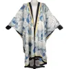 Vêtements ethniques européens imprimés 2021 été décontracté bohème maillots de bain en soie caftan kimonos pour femmes moyen-orient musulman pleine longueur2954