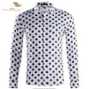 Autunno Casual Mens Polka Dots Camicie a maniche lunghe in cotone da uomo QY0339 Nero Bianco Plus Size Single Bressted Camicia da uomo3003