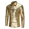 Camisas casuais masculinas brilhante metálico ouro paisley camisa homens chemise homme 2021 moda dança nightclub baile mens vestido palco si273h
