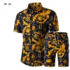 Mannen Shirts Shorts Set Nieuwe Zomer Casual Gedrukt Hawaiian Shirt Homme Korte Mannelijke Afdrukken Jurk Pak Sets Plus Size236R