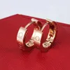 Hip-Hop-Ohrringe, rund, Gold, Titanstahl, 18 Karat Rose, Ohrringe, Gold-Liebesohrringe, Damen, exquisit und einfach, modisch, Diamant-Damenohrringe, Schmuck, Geschenk