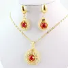 Fashion 18K Gold Plated Necklace Bracelet Earring Ring Crystal Wedding Bridal Jewelry Sets214o