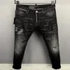 DSQ2 MEN Wash Cool Guy Jeans black Classic Fashion Man Hip Hop Rock Moto Mens Casual Design Ripped Distressed Skinny Denim Biker D208e