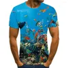 Men's T Shirts 2023 Summer Short Sleeve Sports Fitness T-Shirt Warm Fashion BreaThable Deep Sea Shape Top