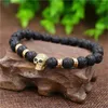 Pulseras de encanto ZG Ojo negro Cráneo Hematita Pulsera de cuentas Hombres Clásico Hecho a mano 8 mm Piedra de lava para regalo de joyería