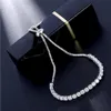 Vecalon femme étendre Bracelet 4mm diamant or blanc rempli cristal fiançailles mariage bracelets pour femme bijoux 208K