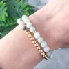 MG1065 Bracciale avvolgente in ematite con amazzonite e oro rosa Delicato braccialetto con pietre preziose bohémien Braccialetti impilabili con sollievo dall'ansia naturale325K