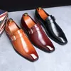 Chaussures d'affaires décontractées rétro pour hommes en cuir microfibre bout carré boucle à enfiler robe pour hommes appartements de bureau hommes fête de mariage Oxfords pour garçons chaussures de fête