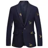 Blazer brodé d'abeille, coupe cintrée pour hommes, costume élégant pour bal de mariage, en laine Tweed, 2020, Jacket1233J