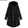 Veste en peluche femme manteau mode chaud femmes bouton manteau moelleux queue hauts femmes à capuche vestes pull pull ample # J30