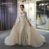 2022 Luxe Lange Mouwen Zeemeermin Trouwjurken Met Afneembare Trein Vintage Hoge Hals Plus Size Moslim Bruidsjurk Real Picture2331