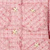 2023 Autumn Pink Solid Color Kurtka Długie rękaw okrągła szyjka Tweed Buttons z pojedynczych piersi kurtków Krótka warstwa podmorska D3S152855