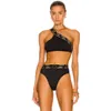 Kadınlar iki parçalı bir omuz mayo tasarımcısı plaj mayo klasik baskılı bikini set289e