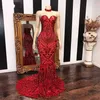 Abiti da ballo lunghi eleganti a sirena rossa lunghi di Capodanno Sweetheart Donne africane Abito da sera con paillettes ragazza nera Custom Made Xu AD32269J