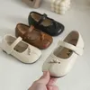 Babyschoenen 12 15 5 cm leren babyschoenen voor kleine prinses verjaardag bruiloft effen zacht strikje brede neus kinderen meisje lente schoen 230915