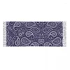 Ethnic Clothing Bandana Pretty Bohemian Art Paisley Tassel Scarf Women Soft Blue Shawl Wrap Female Winter Fall Scarves