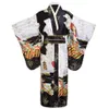 Japonés tradicional joven dama Yukata con Obitage satén kimono bata de baño vestido Vintage ropa de actuación vestido estampado Onesize282z