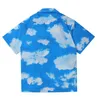 UNCLEDONJM Übergroßes Hemd mit blauem Himmel und weißen Wolken, Hip-Hop-Herrenbekleidung, 2021, kurzärmliges Herrenhemd mit Knöpfen SUR-97021294T