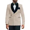 Costumes pour hommes conception de boucle hommes 2 pièces manteau à Double boutonnage pantalon châle revers mariage marié bal Tuxedos ensemble Blazer sur mesure